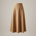 Illustrative AI-generated image of a women's camel A-line midi skirt