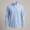 Illustrative AI-generated image of a men's classic light blue button-down shirt