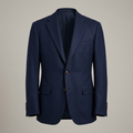 Illustrative AI-generated image of a men's classic navy tailored blazer